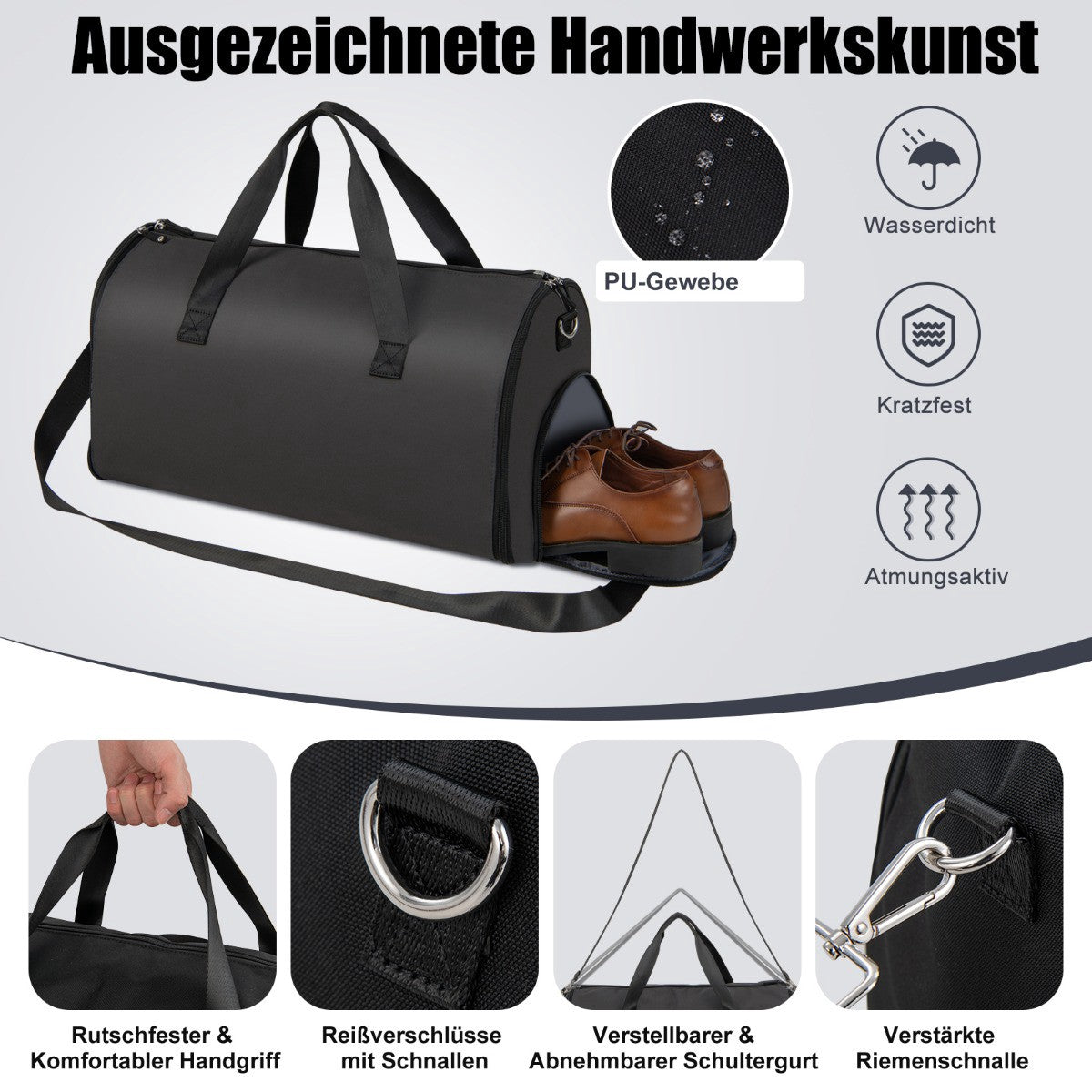 Convertible Garment Bag, Shoe Compartment, 50L PU