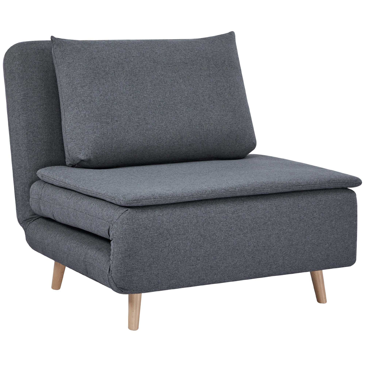 Convertible Sleeper Chair – Adjustable Backrest, Beechwood Legs, Grey