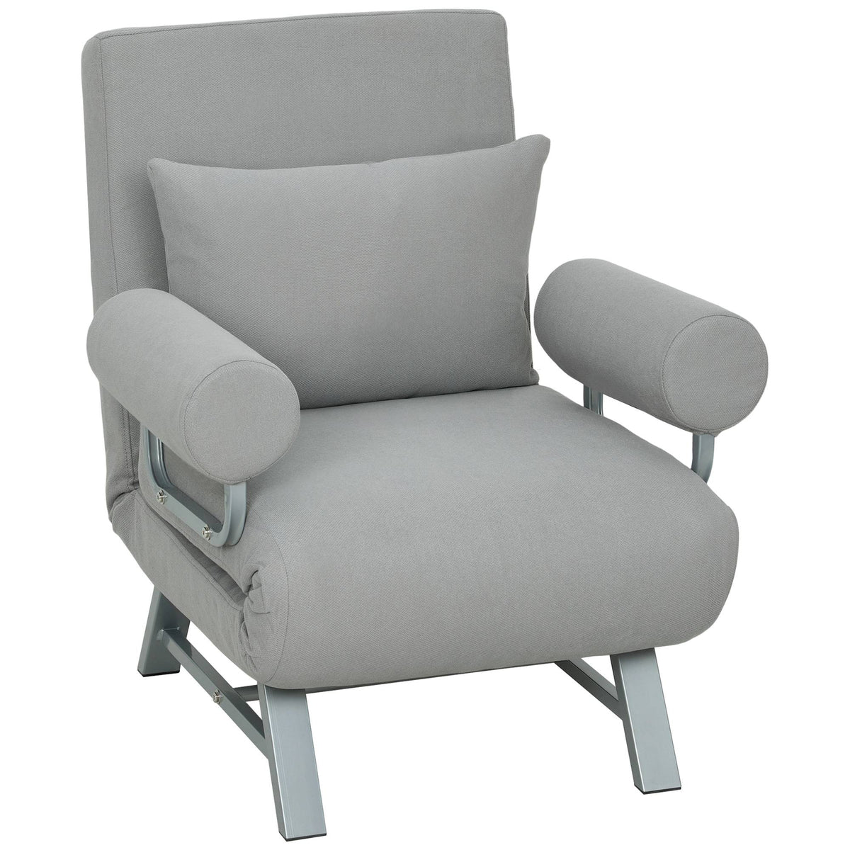 Convertible Sleeper Chair, Ergonomic, Light Grey Fabric