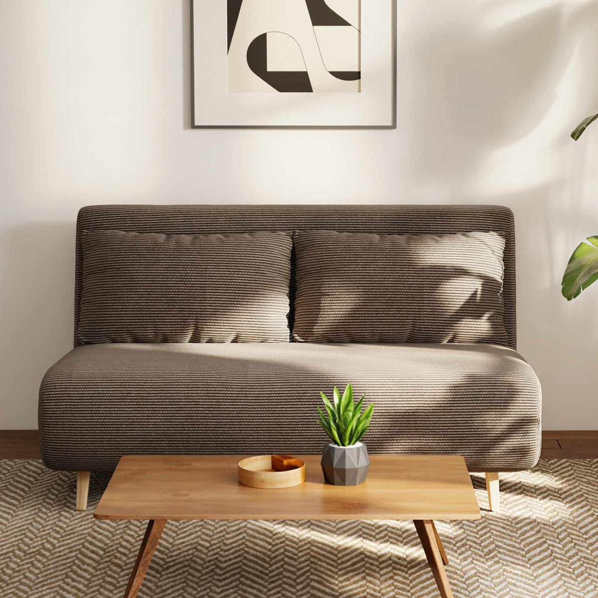 Convertible Sofa Bed, Adjustable Backrest, Corduroy, 120 kg Capacity