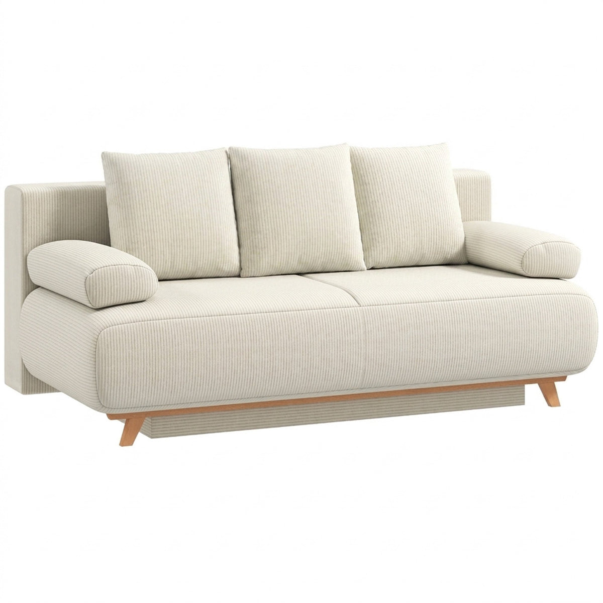 Convertible Sofa Bed with Adjustable Backrest, Corduroy, Beige