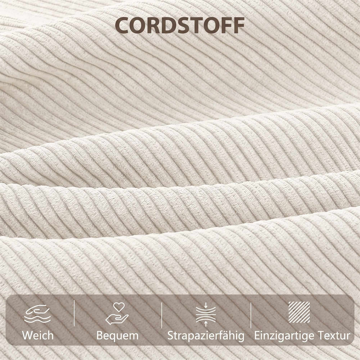 Convertible Sofa Bed with Adjustable Backrest, Corduroy, Beige