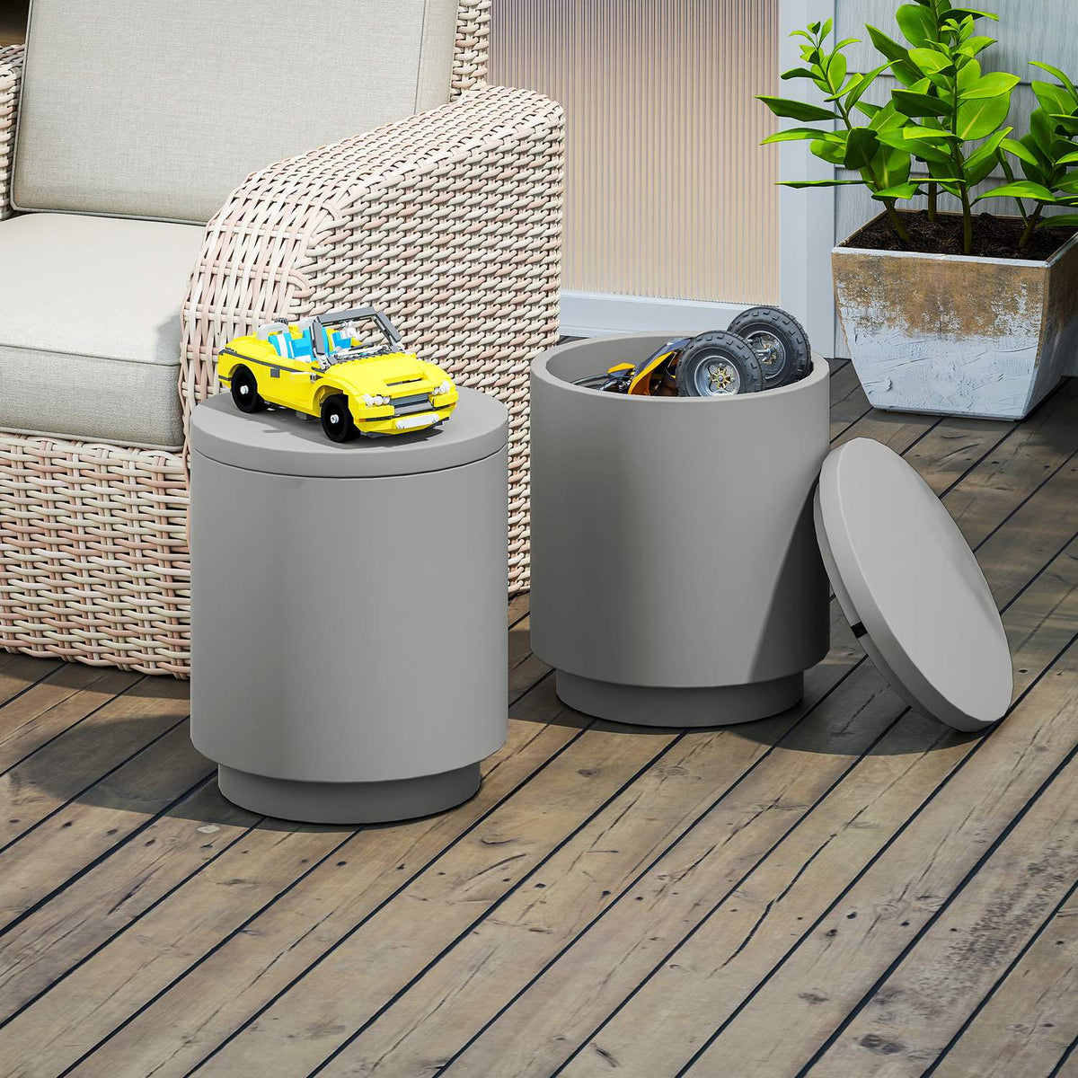 Cool Bar Side Table with Removable Table Top 10 L Drinks Cooler Bistro Table Small Patio Table for Party Camping Light Gray