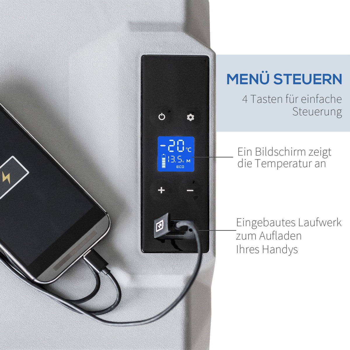 Cool Box Car 50L Electric Car Refrigerator With Compressor For Camping Travel 12/24V Dc And 110-240V Ac Gray