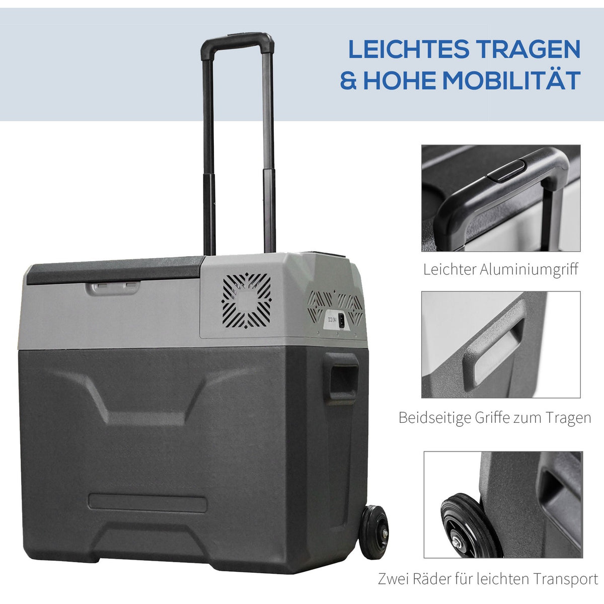 Cool Box Car 50L Electric Car Refrigerator With Compressor For Camping Travel 12/24V Dc And 110-240V Ac Gray