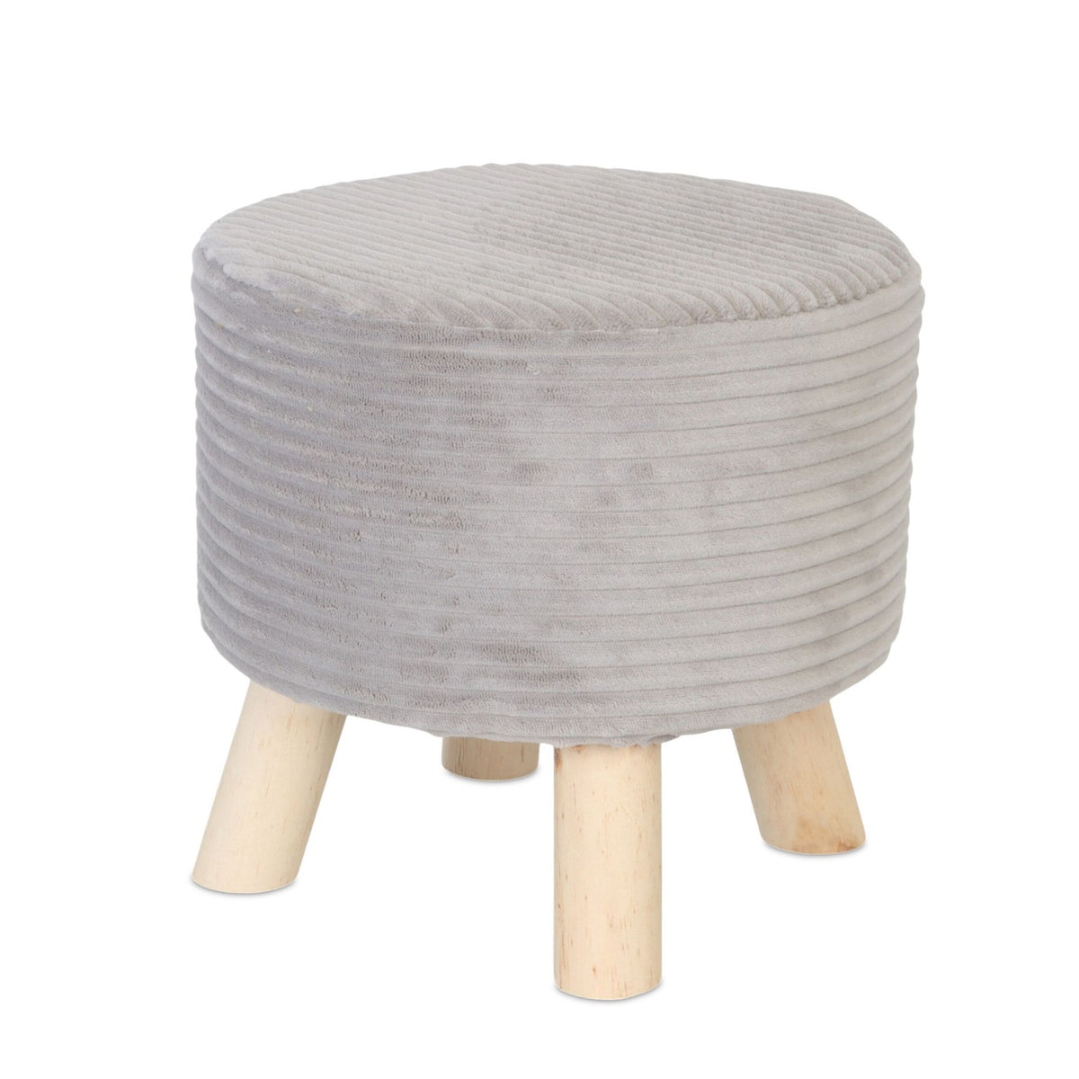 Cord Pouffe – Upholstered Seat with Wooden Legs