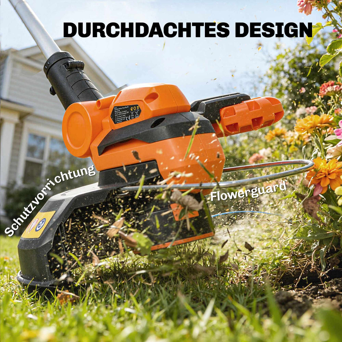 Cordless Grass Trimmer 21V, 25cm Cutting Width, 2x4.0Ah Batteries