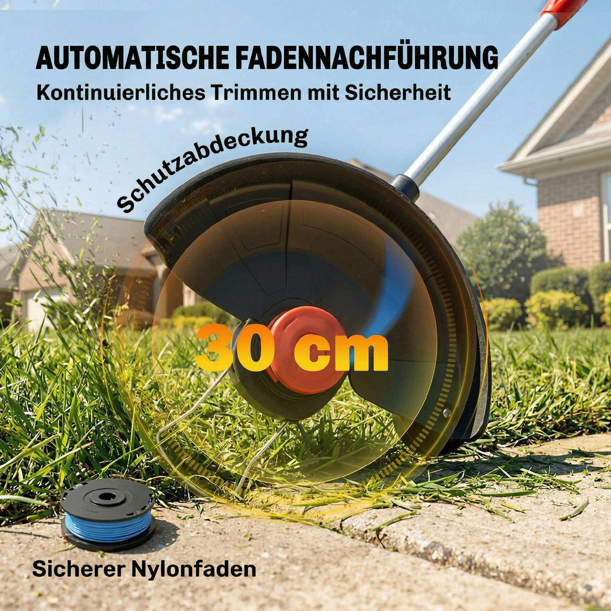 Cordless Grass Trimmer, 30 cm Cutting Width, Adjustable