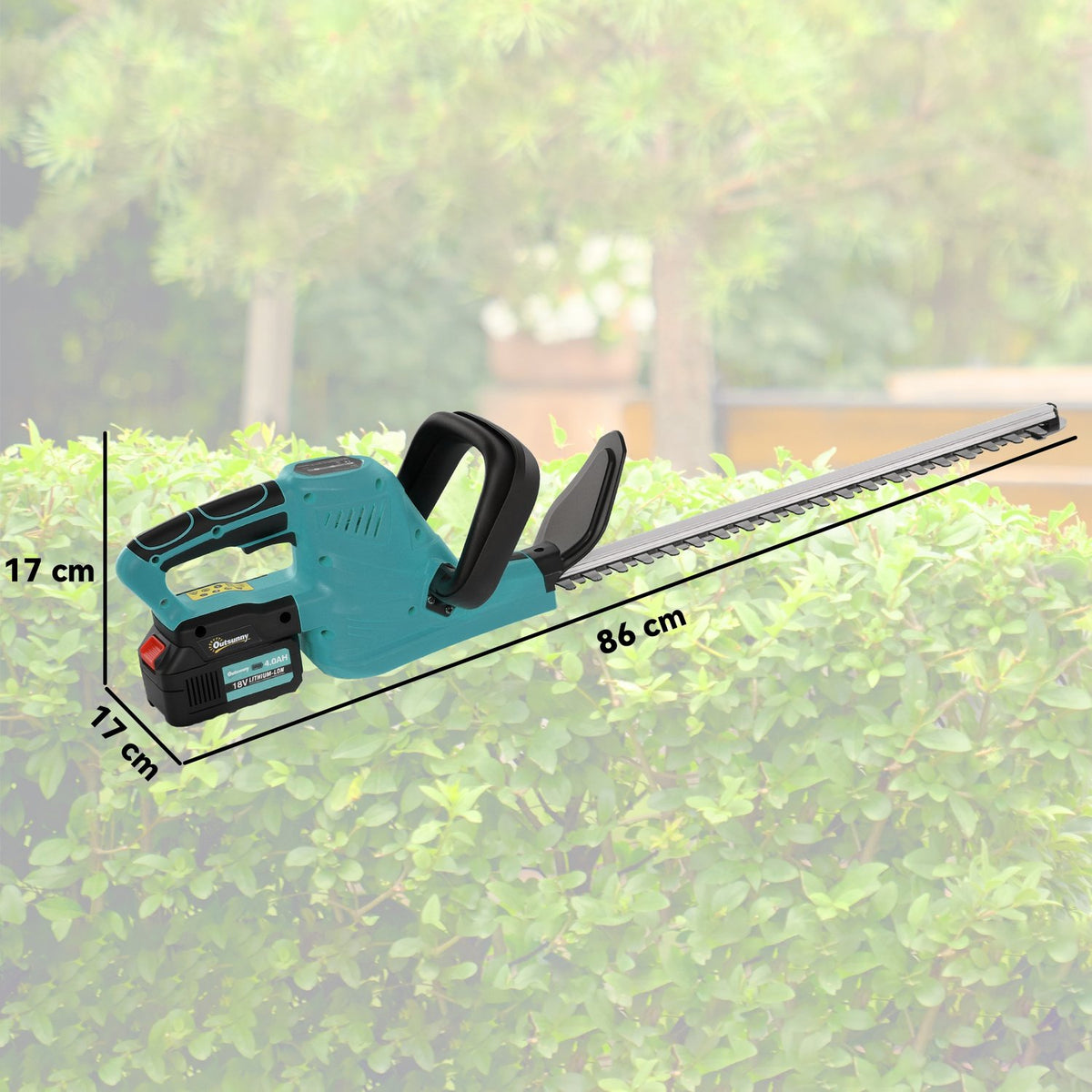 Cordless Hedge Trimmer, Dual Battery, 86 cm Blade