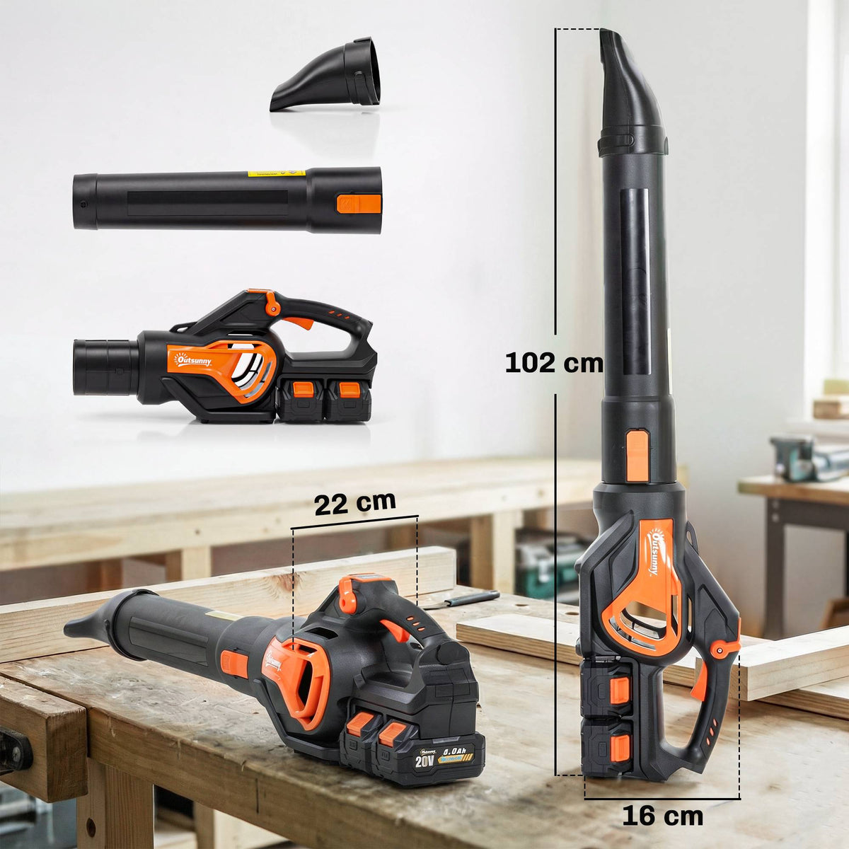 Cordless Leaf Blower 20V with 2x4.0Ah Batteries & Charger