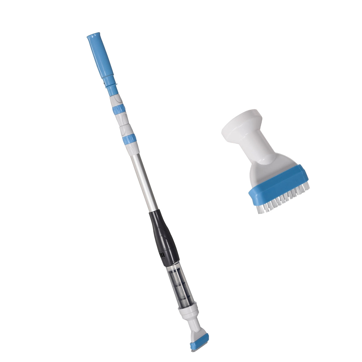 Cordless Pool Vacuum With Brush, Lights Pool Cleaner With Adjustable Rod With 3 Sections Floor Vacuum, Aluminum