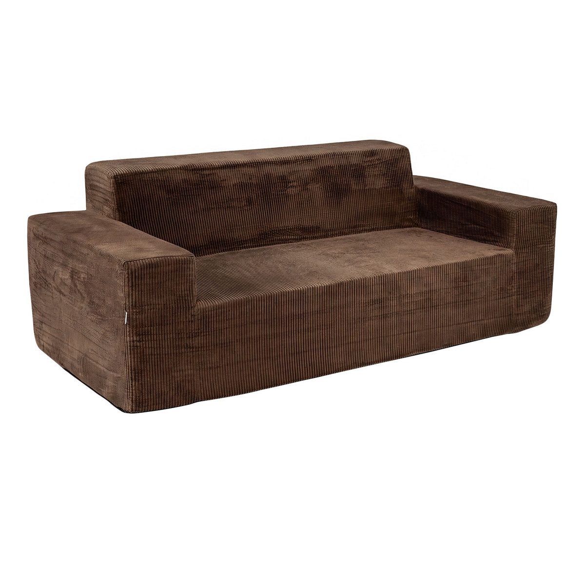 Corduroy 3-Seater Sofa with High Back and Wide Arms, Brown