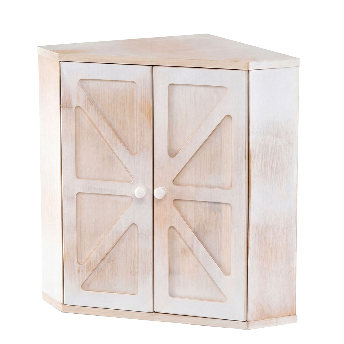 Corner Bamboo Bread Box with Adjustable Shelf & 2 Doors