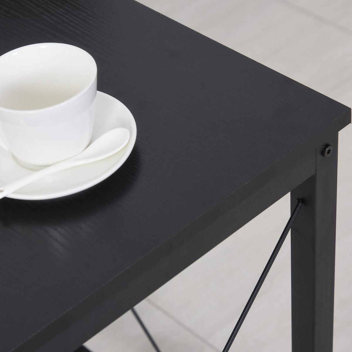 Corner Desk L-Shaped Computer Desk With Monitor Stand, Industrial Design, Steel, Black, 150X150X76Cm