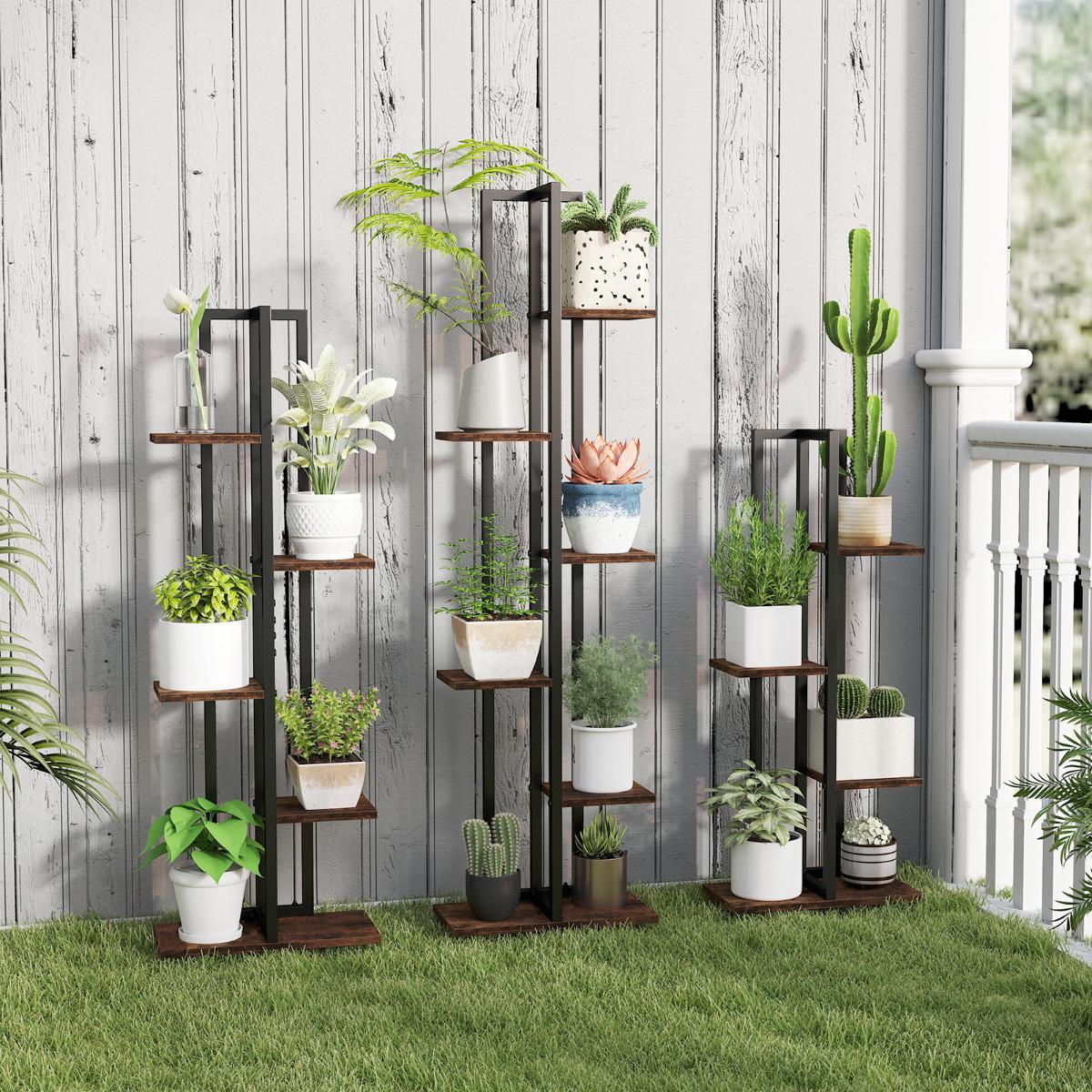 Corner Plant Stand Set, 3-Pack 4-6 Tier, Anti-Tip