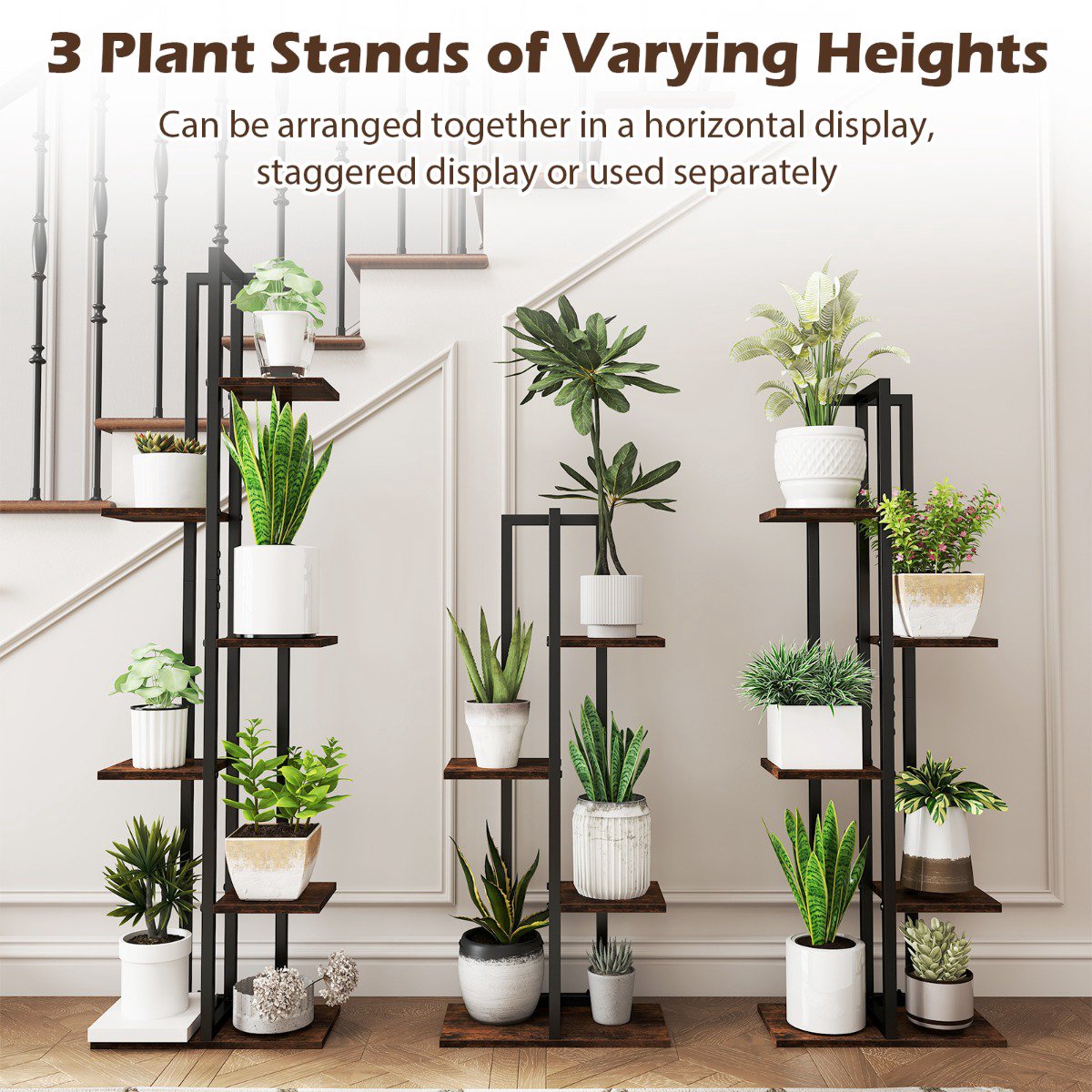 Corner Plant Stand Set, 3-Pack 4-6 Tier, Anti-Tip