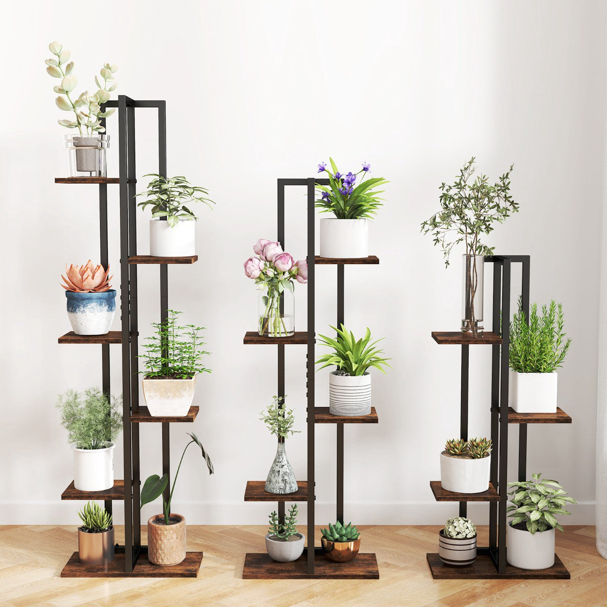 Corner Plant Stand Set, 3-Pack 4-6 Tier, Anti-Tip