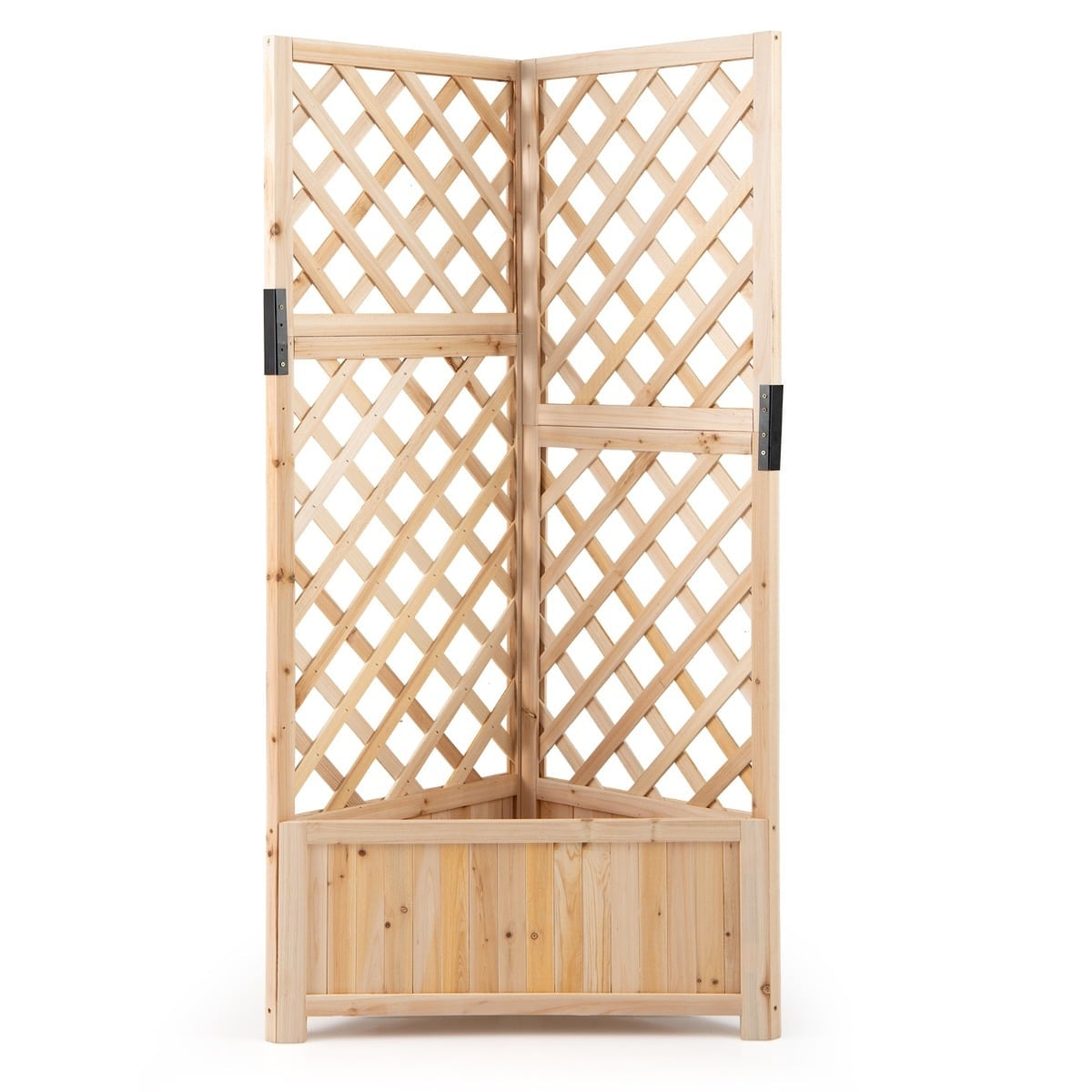 Corner Planter Box with Trellis, Drainage Holes, 55x55x140 cm