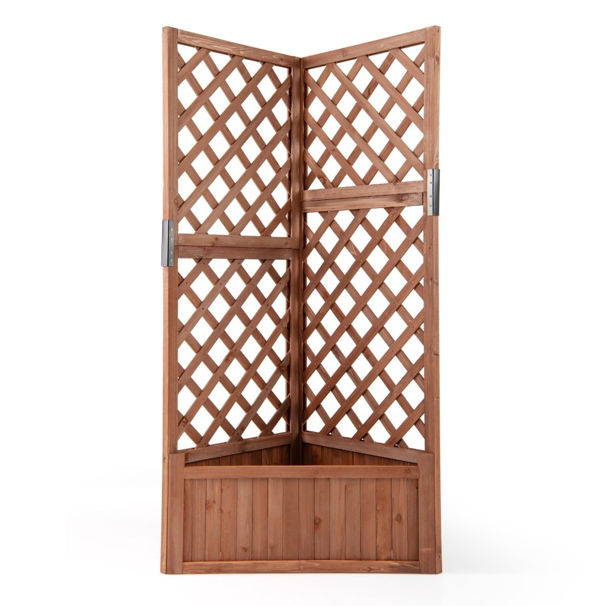 Corner Planter with Trellis, Drainage Holes, 55x55x140 cm