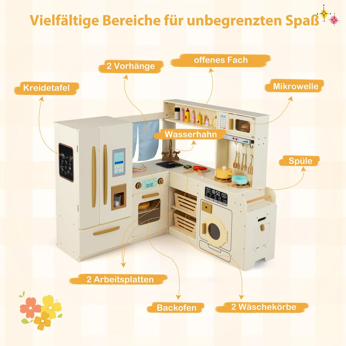 Corner Play Kitchen with Light & Sound, 22 Accessories