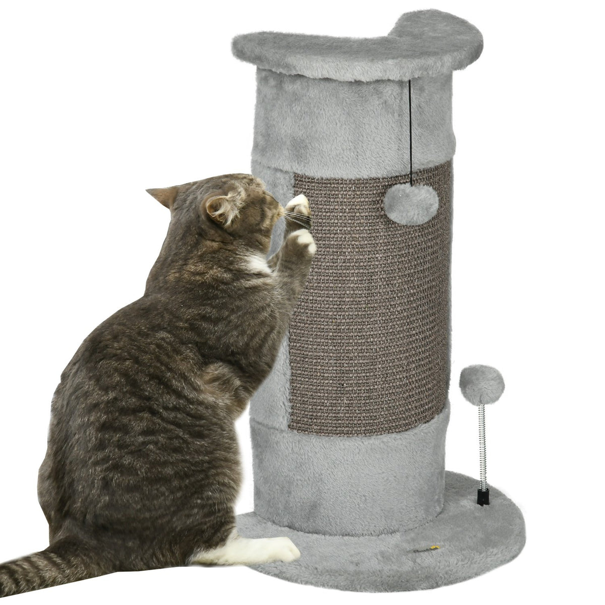 Corner Scratching Post, 58Cm Sisal Scratching Post, Scratching Post For Cats, Small Cat Scratching Post With Scratching Ball, Indoor Cat Furniture, Grey