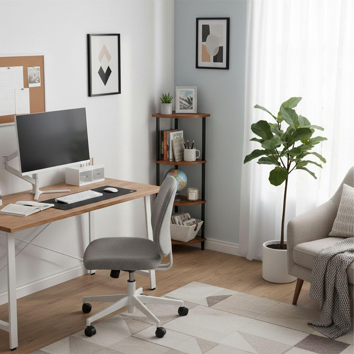 Corner Shelf, 5-Tier, Metal Frame, Wood-Effect
