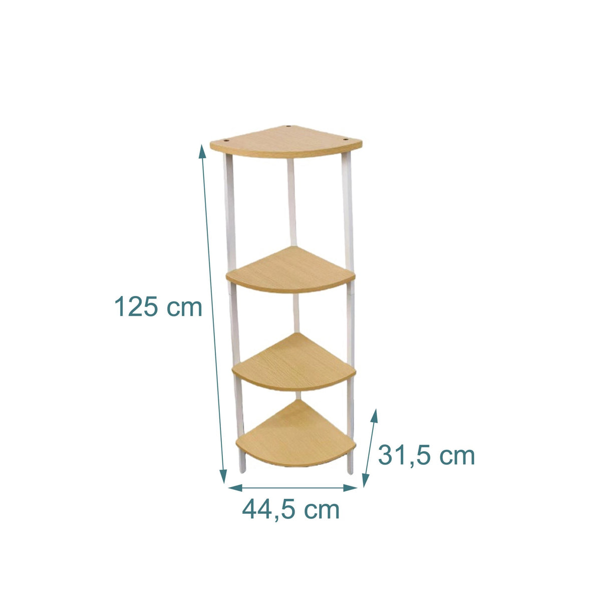 Corner Shelf Unit, 5 Tiers, Metal Frame, Wood Finish