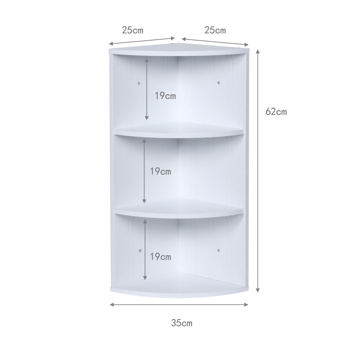 Corner Shelf with 3 Tiers – Space-Saving MDF Design