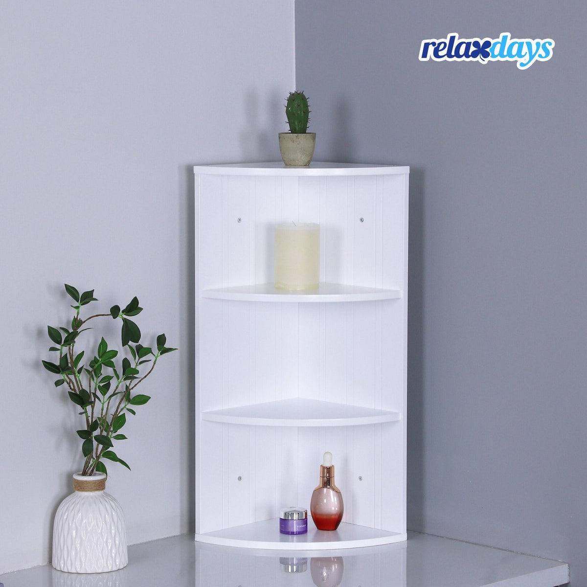 Corner Shelf with 3 Tiers – Space-Saving MDF Design