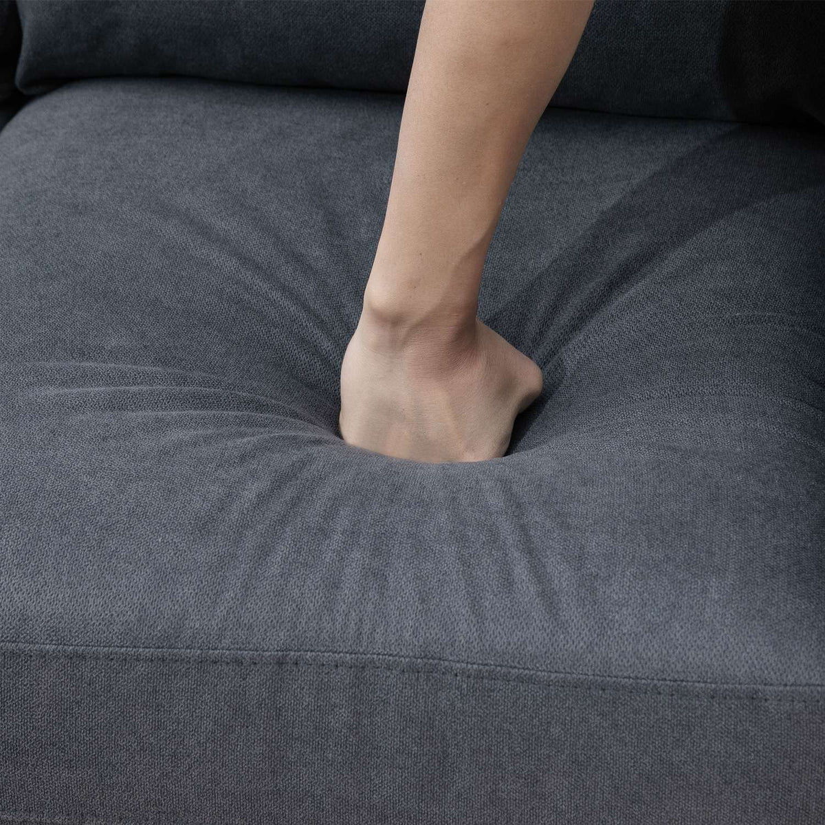 Corner Sofa In L-Shape Gray Corner Couch With Chaise Longue, Linen Look, For 3 People, 93X136X85Cm