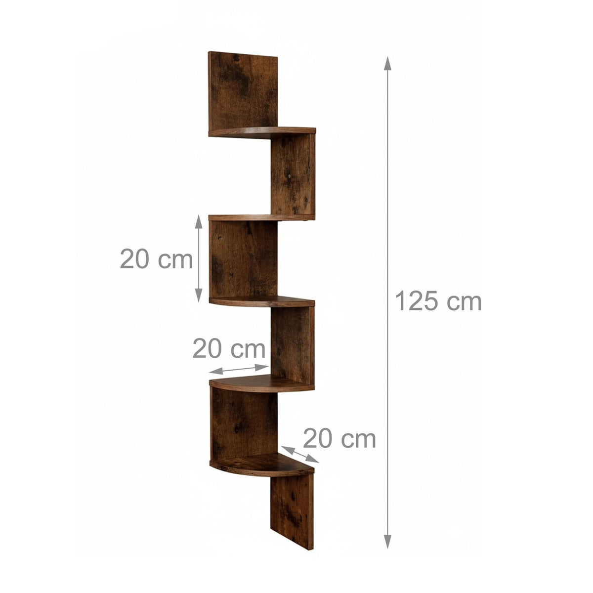 Corner Wall Shelf, 5 Tiers, Zigzag Design