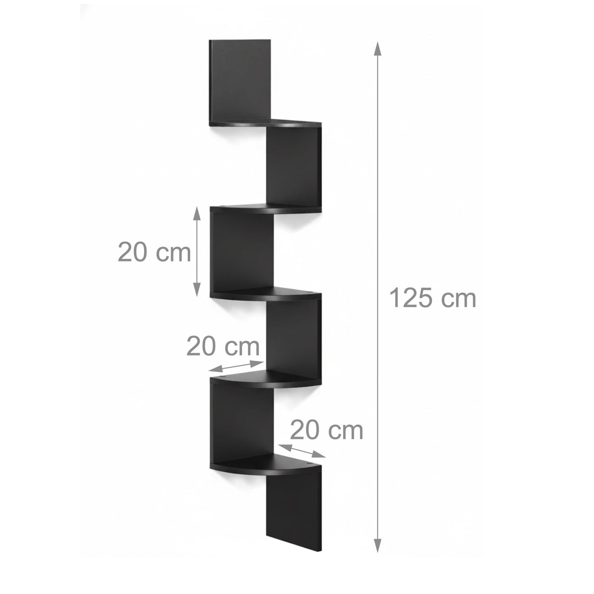 Corner Wall Shelf, 5 Tiers, Zigzag Design