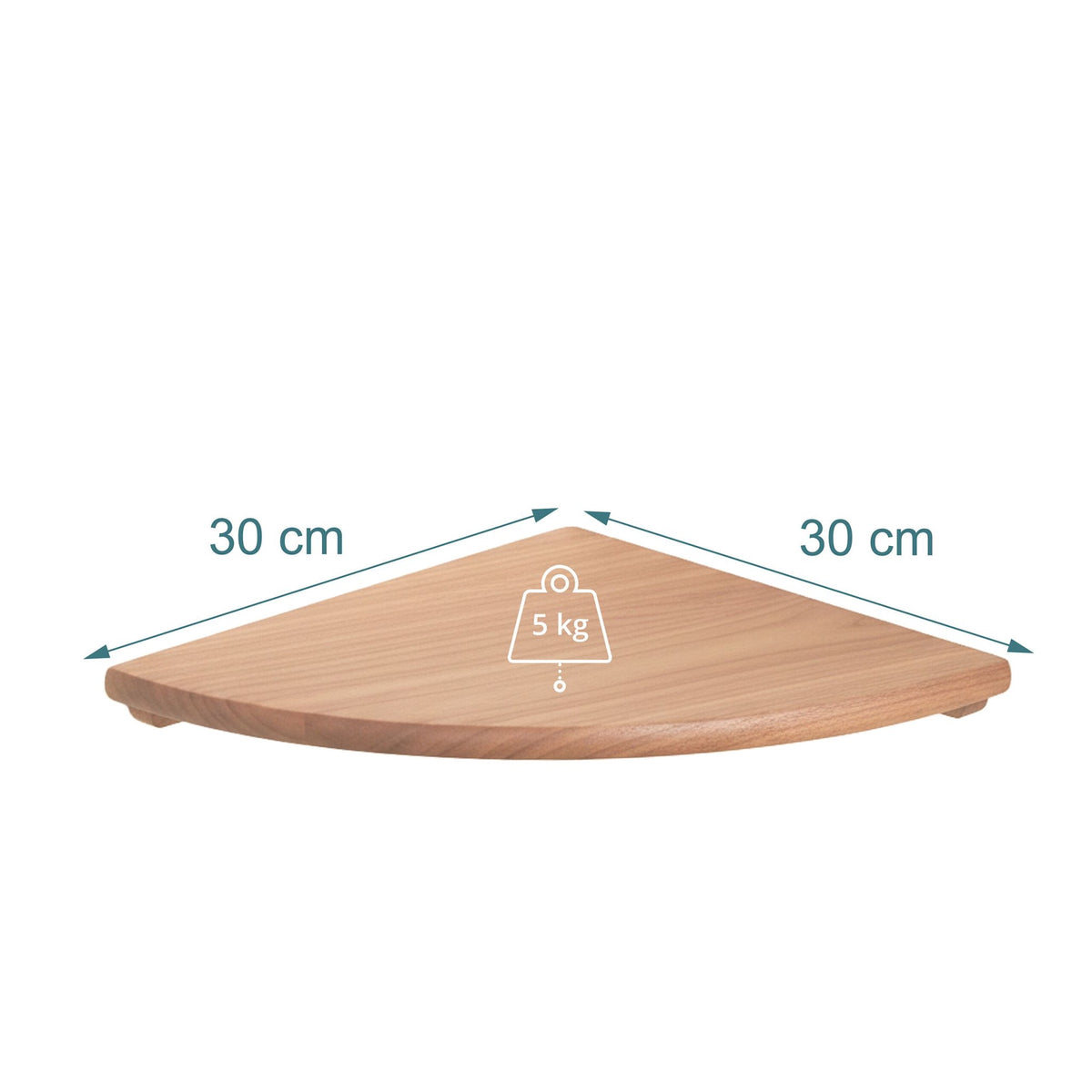 Corner Wall Shelf, Walnut, Wall-Mounted Semi-Circle