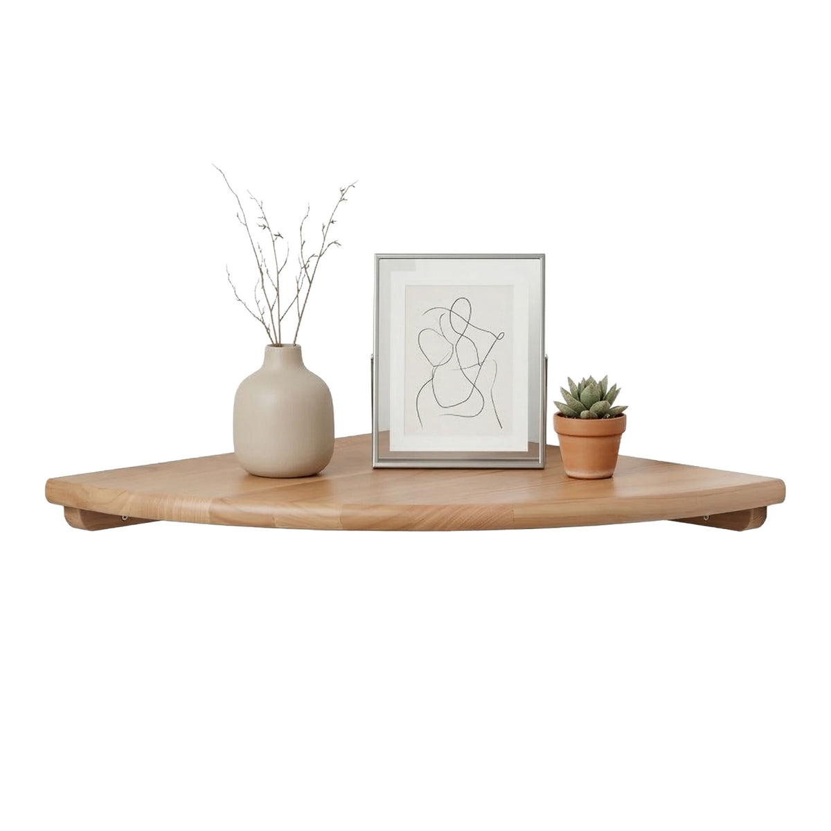 Corner Wall Shelf, Walnut, Wall-Mounted Semi-Circle