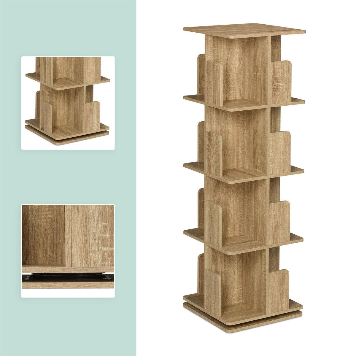 Corner bookcase with wood look