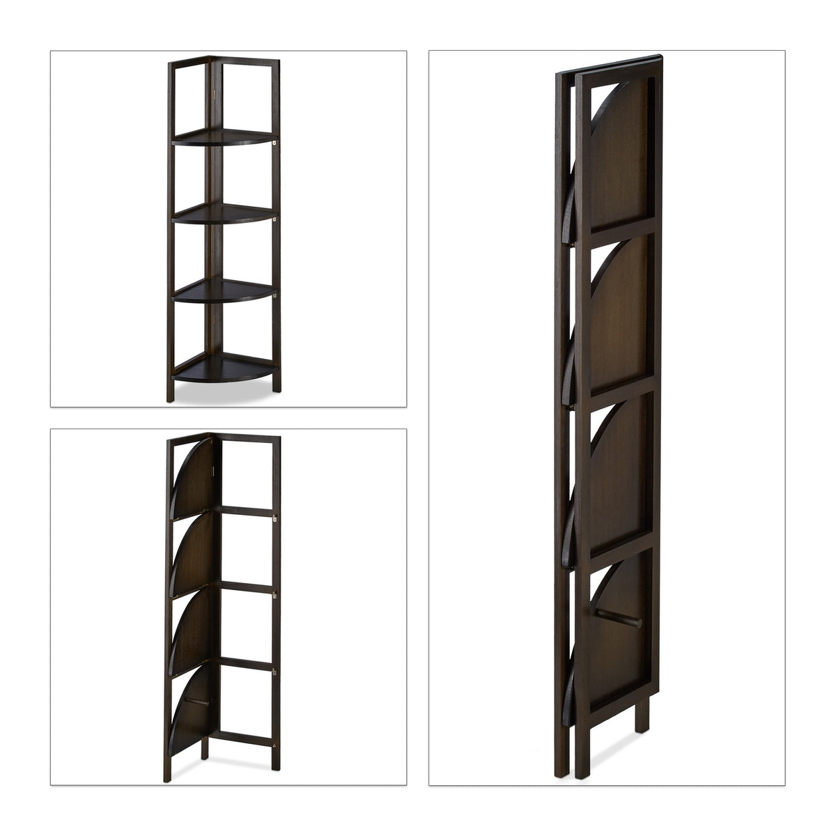 Corner shelf in bamboo with 4 shelves
