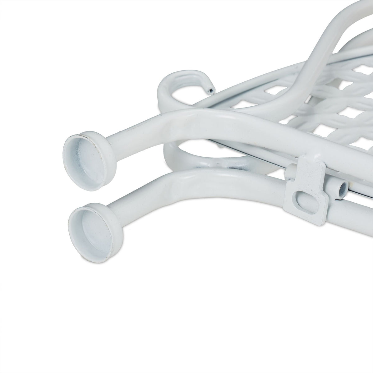 Corner shelf in white metal with 4 shelves