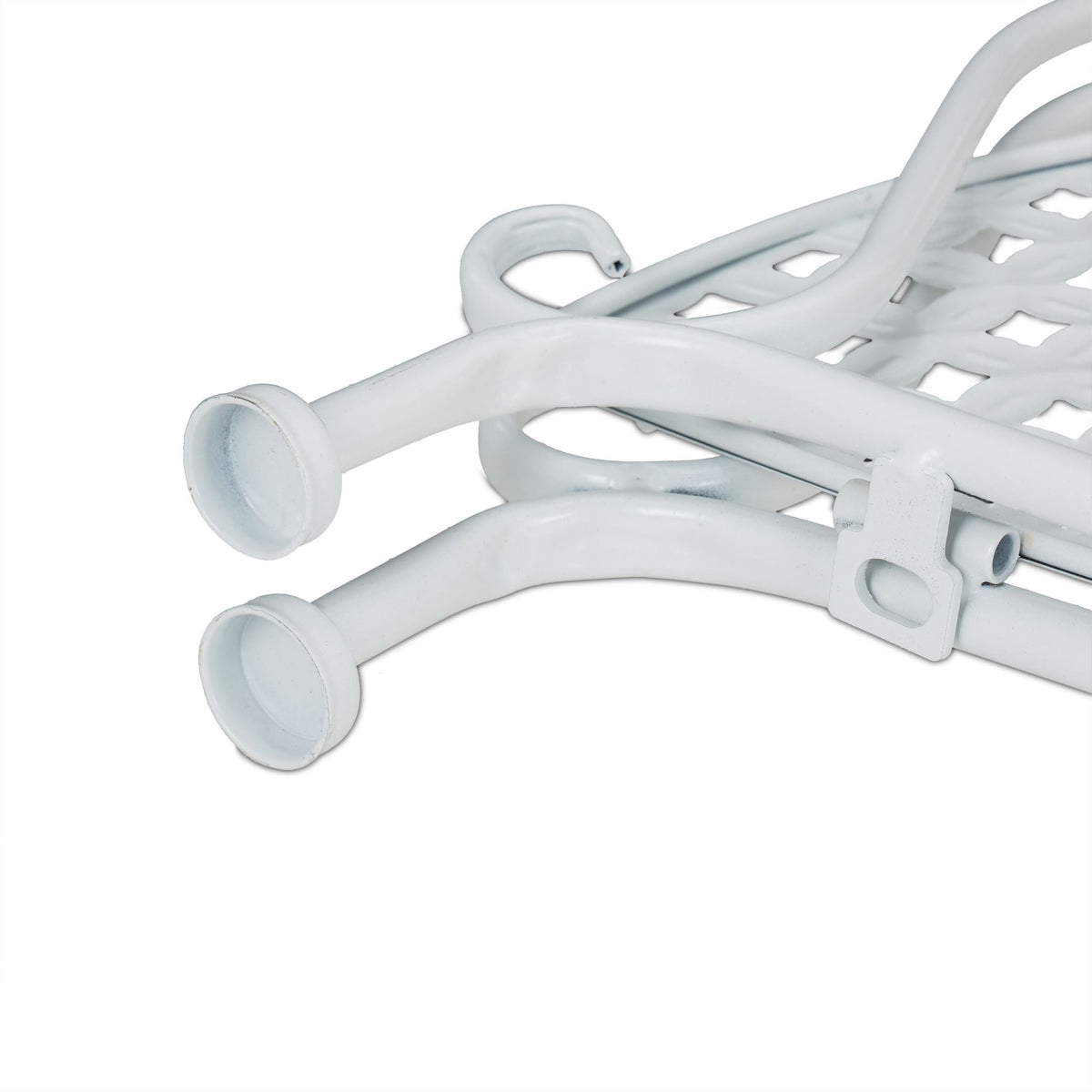 Corner shelf in white metal with 5 shelves