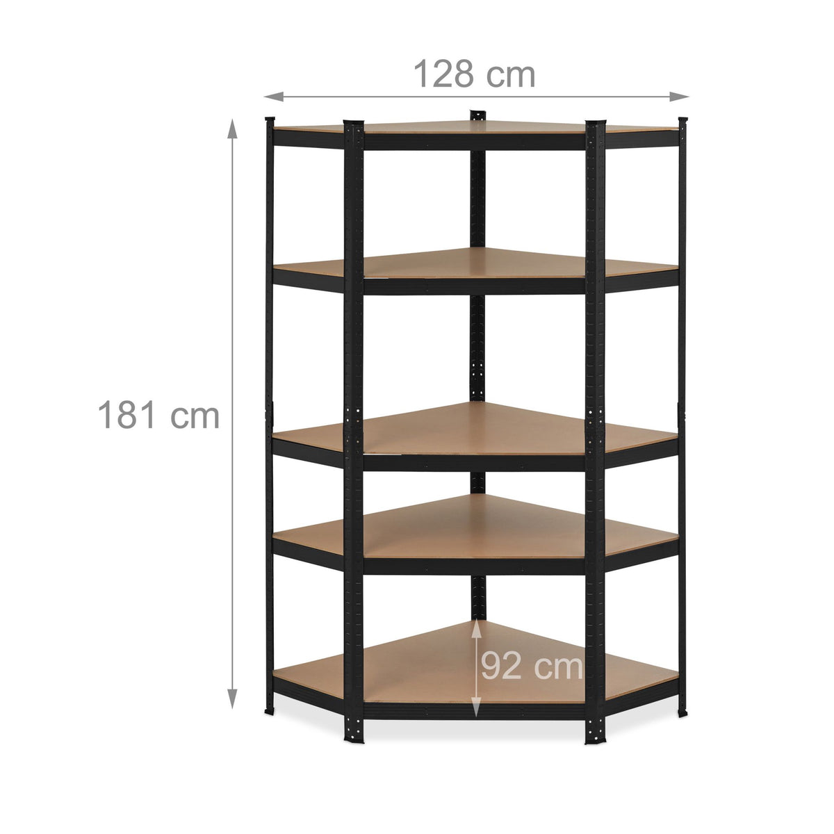 Corner shelf with 5 shelves black