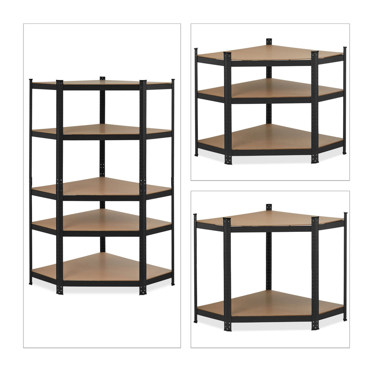 Corner shelf with 5 shelves black