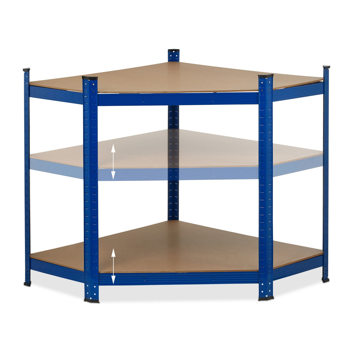 Corner shelf with 5 shelves blue