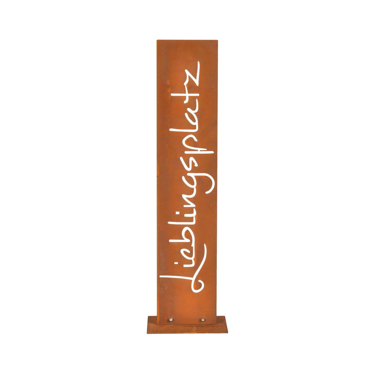 Corten Steel Garden Sign – Rustic Patina, Base Plate