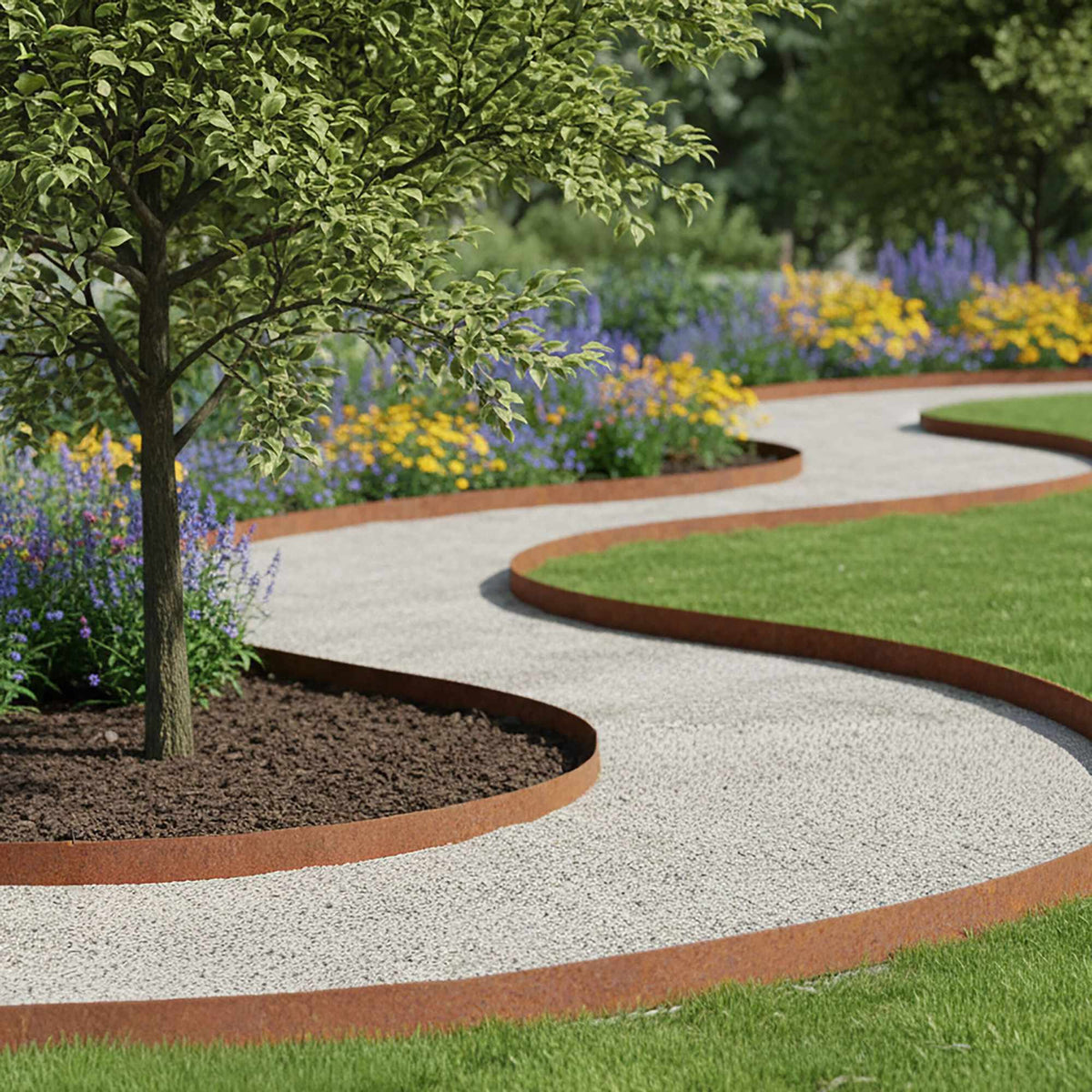 Corten Steel Lawn Edging – Flexible Garden Border