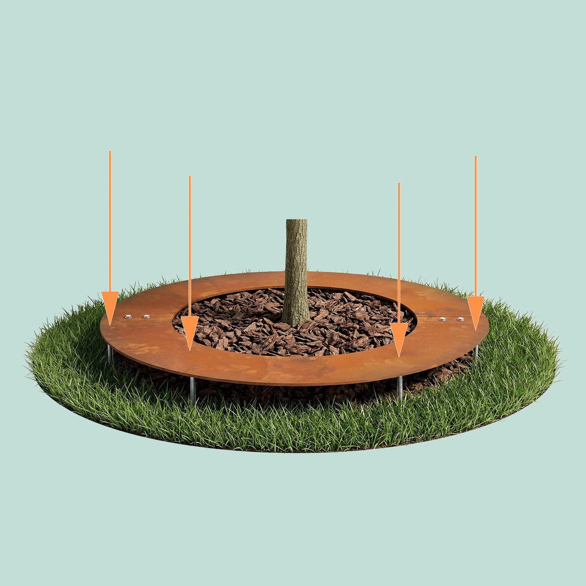 Corten Steel Tree Ring – Round Mowing Edge for Lawns