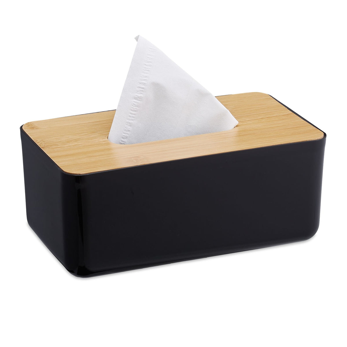 Cosmetic box for paper tissues with wooden lid