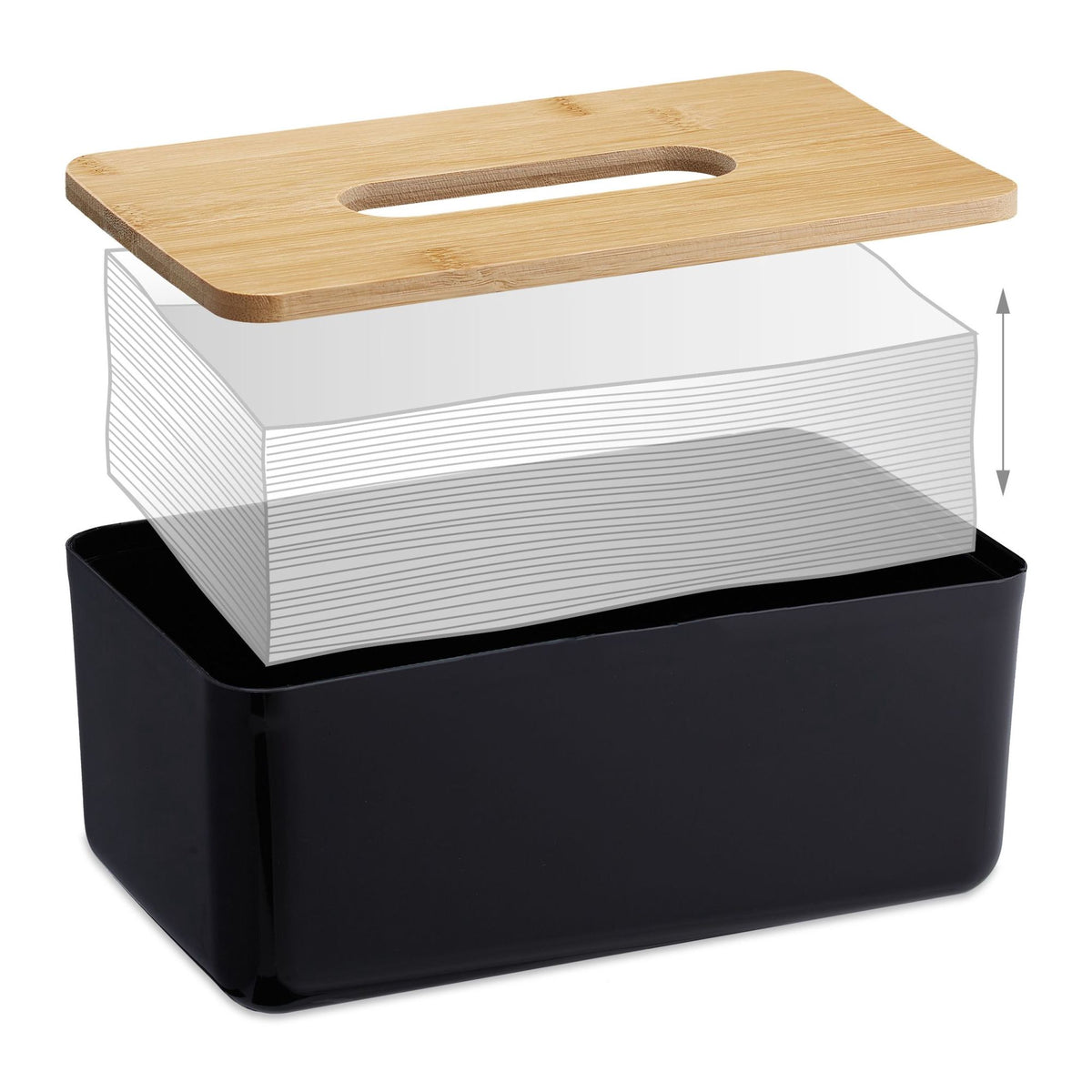 Cosmetic box for paper tissues with wooden lid