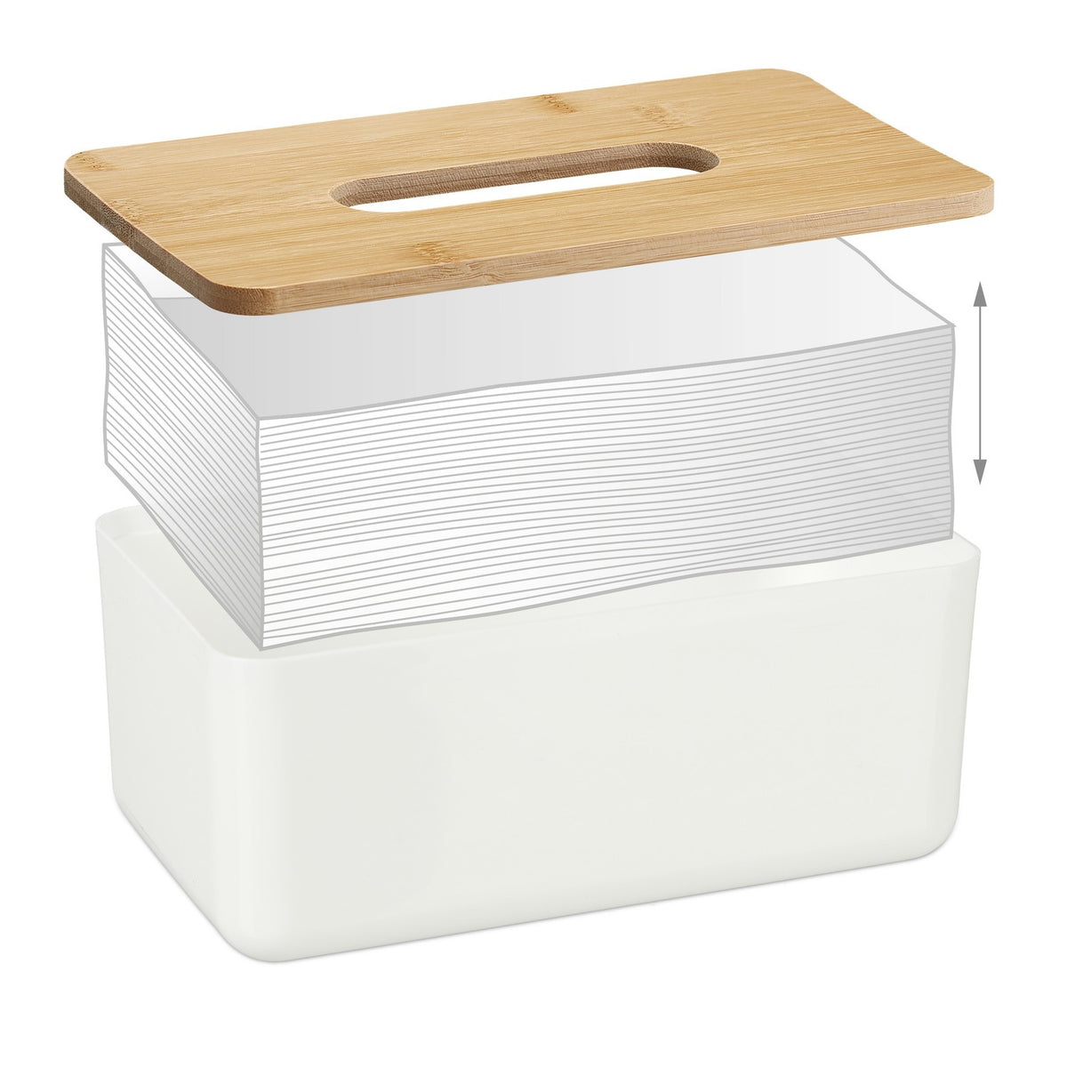 Cosmetic box for paper tissues with wooden lid