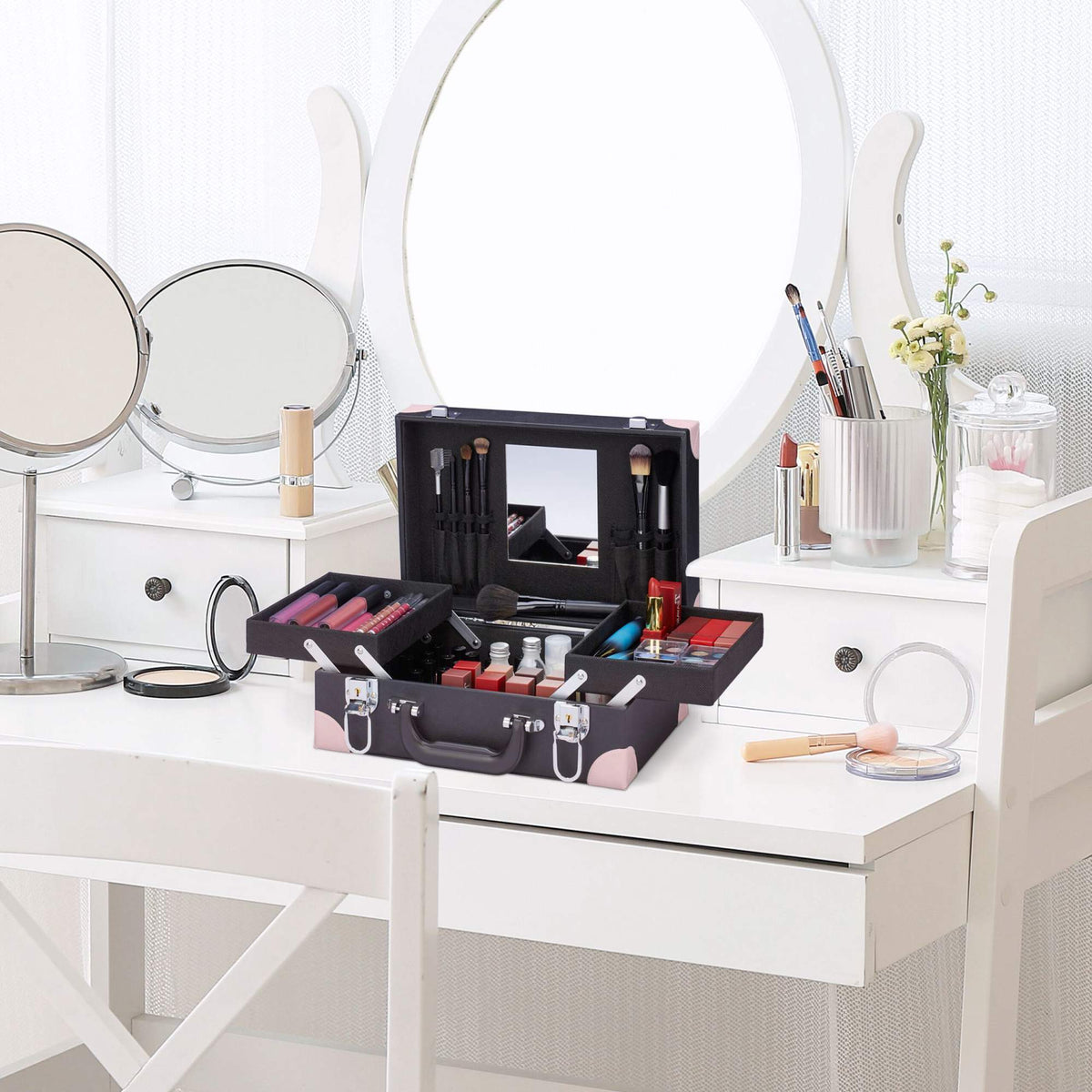 Cosmetics box with mirror
