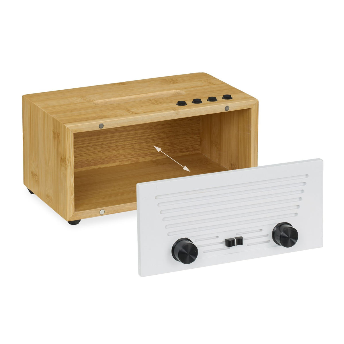 Cosmetic tissue box in radio design