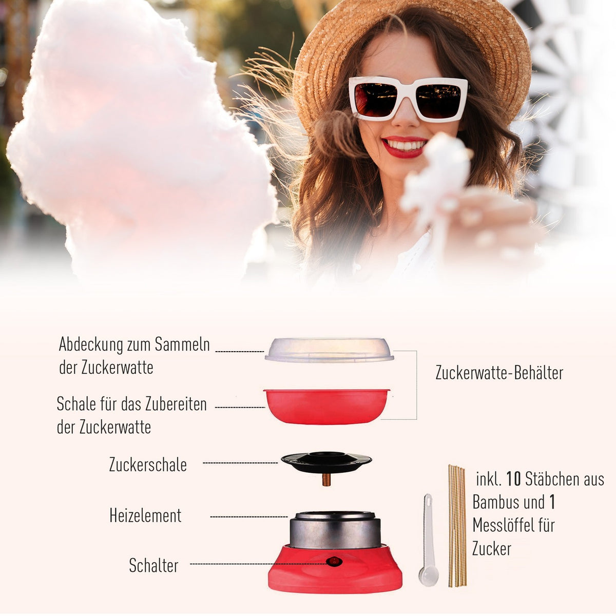 Cotton Candy Machine Candy Floss Machine Candy Floss Machine (Model 1/Red)